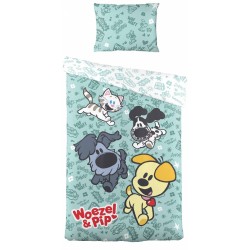 Dekbedovertrek Woezel & Pip spelen groen 140 x 200 cm