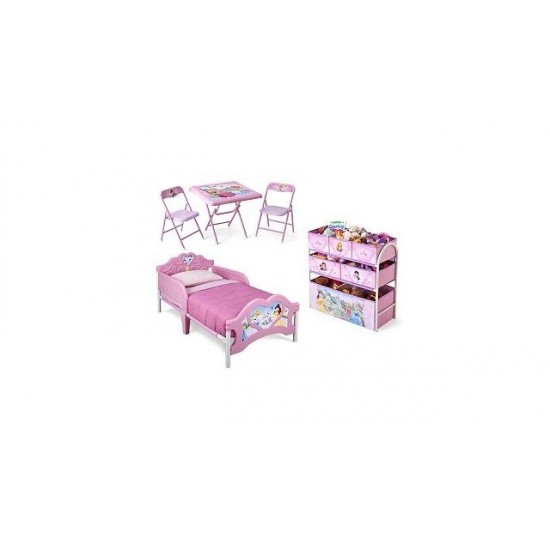 Disney Princess 99451PS Meubelset Bed, Opbergkast en Tafel met Stoelen